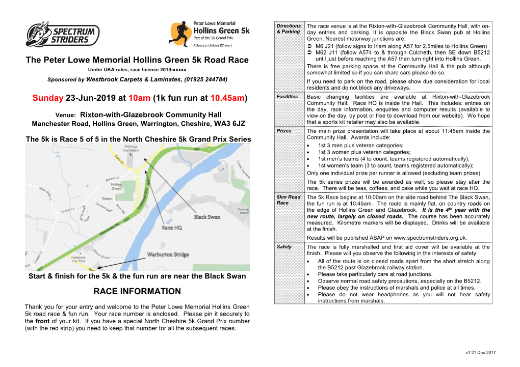 5K Race Info Sheet