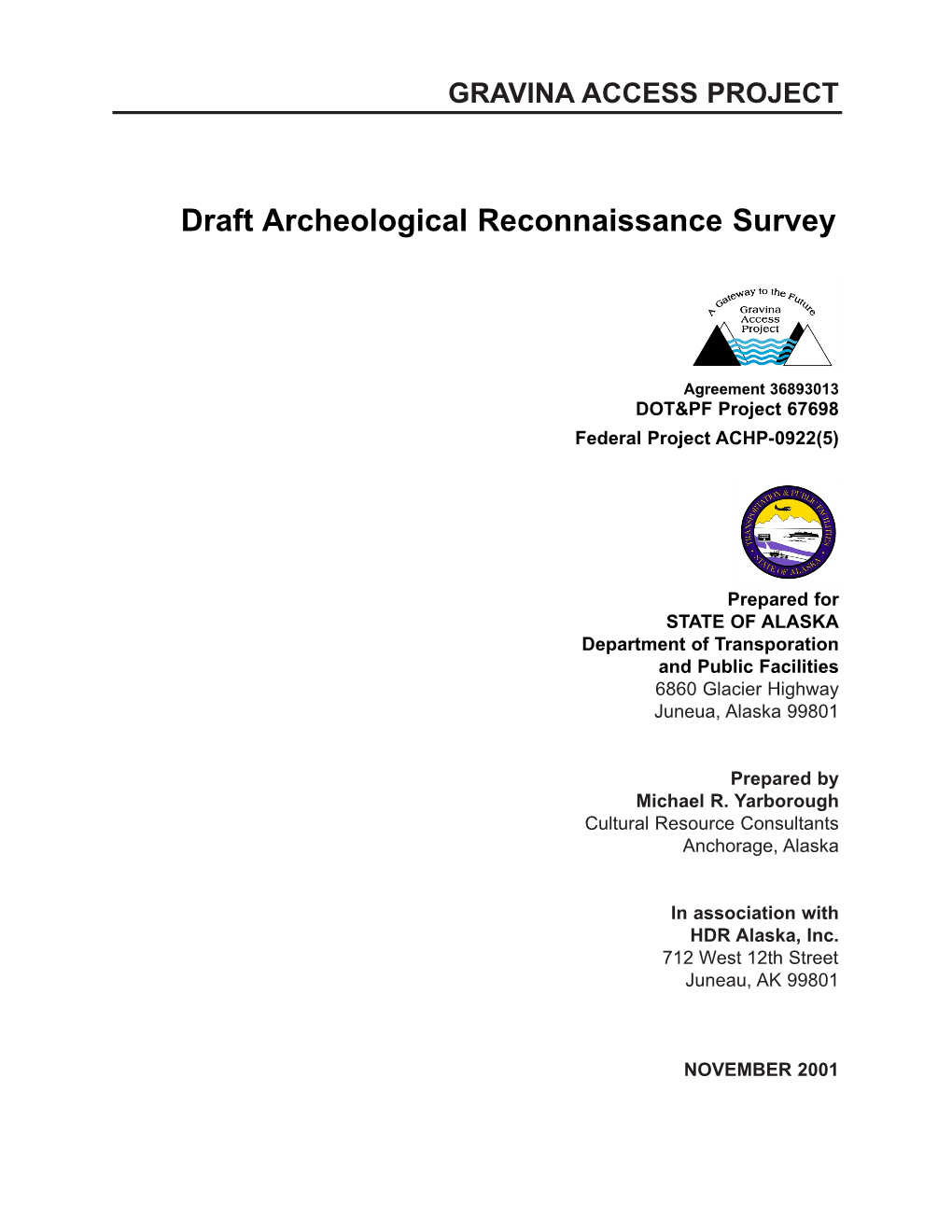 Draft Archeological Reconnaissance Survey