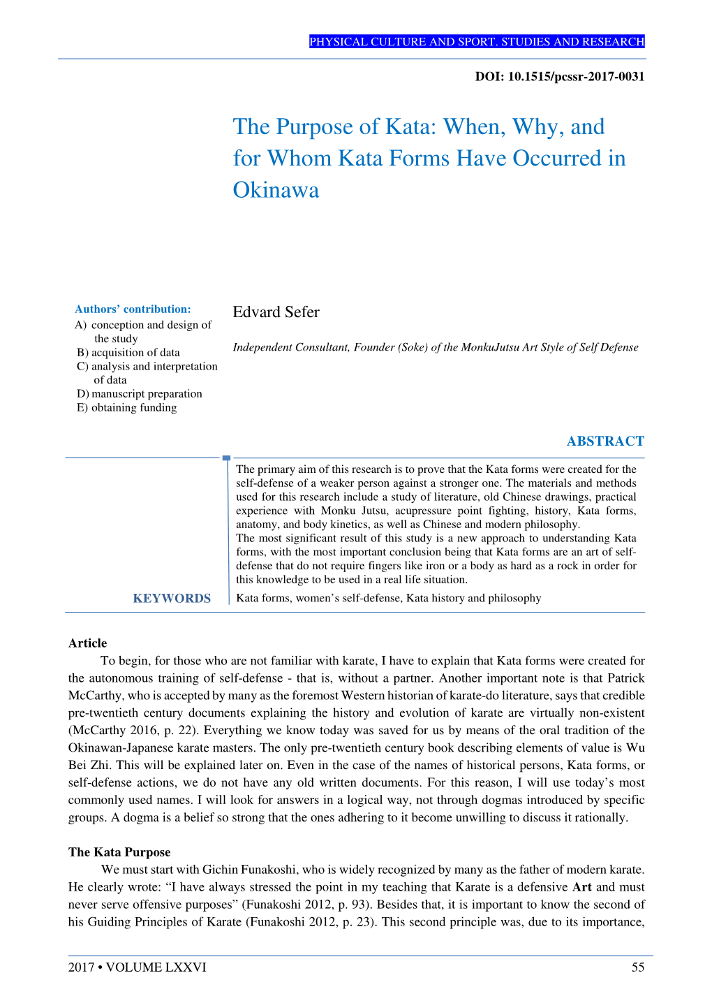 When, Why, and for Whom Kata Forms Have Occurred in Okinawa