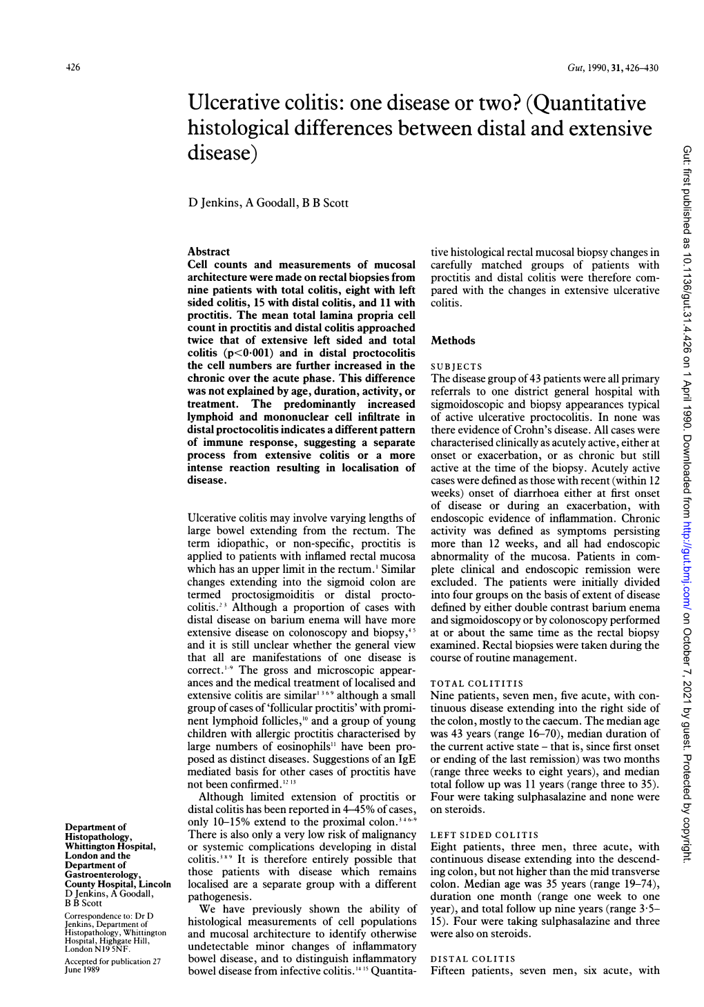 Ulcerative Colitis: One Disease Or Two? (Quantitative Histological