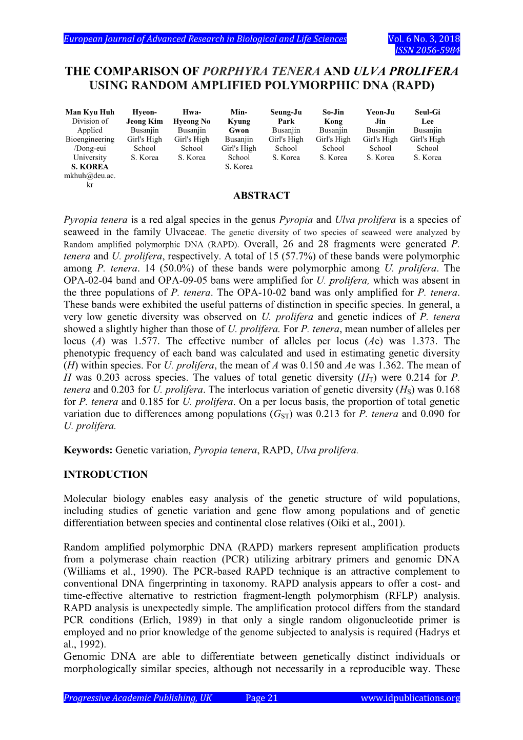 Using Random Amplified Polymorphic Dna (Rapd)