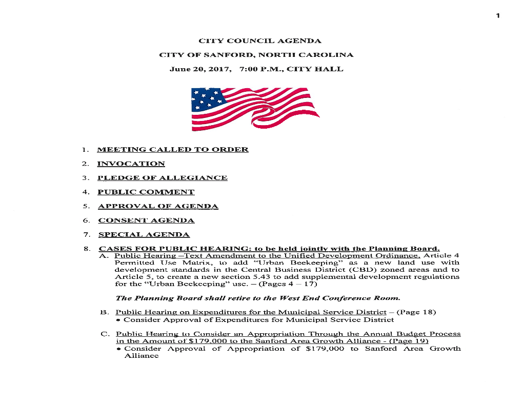 1 City Council Agenda City of Sanford, North Carolina