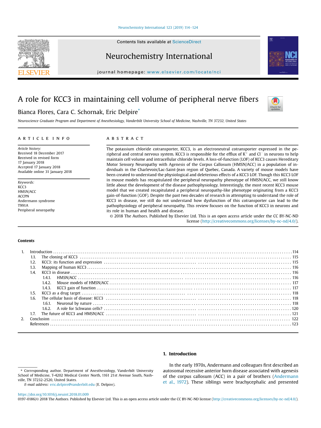 A Role for KCC3 in Maintaining Cell Volume of Peripheral Nerve Fibers