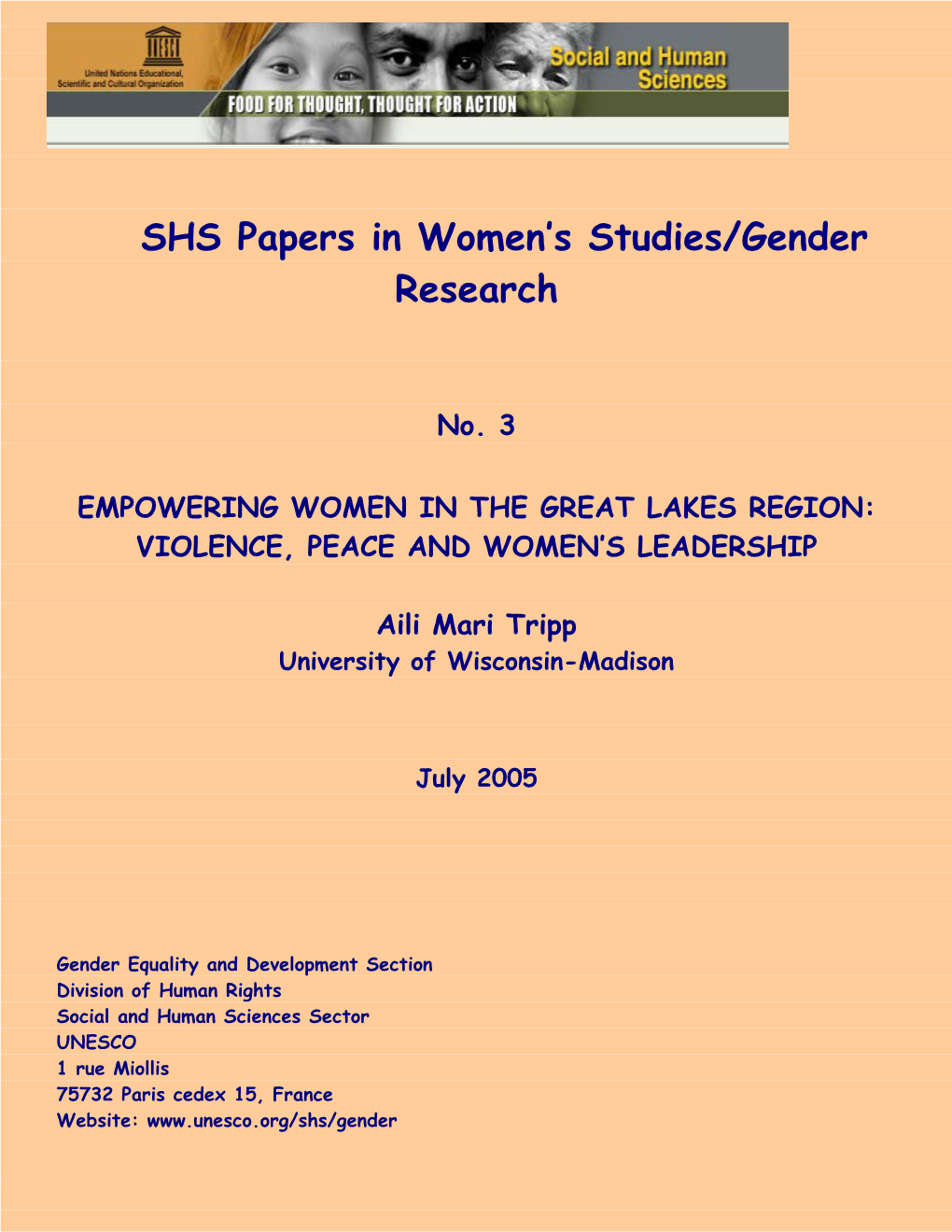 SHS Papers in Women's Studies/Gender Research