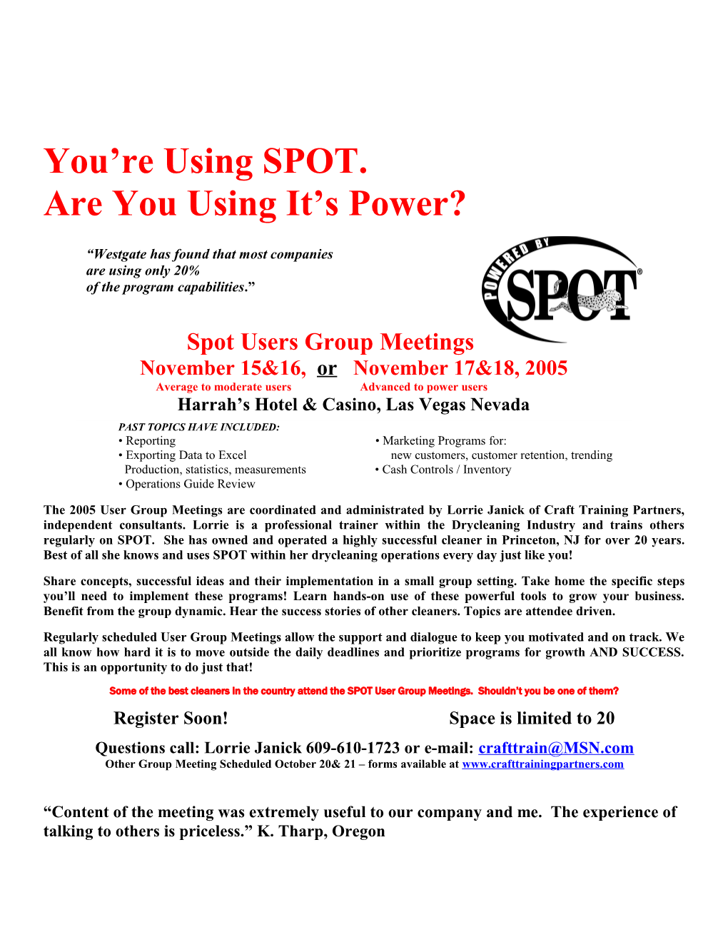 Share Concepts, Successful Ideas and Their Implementation in a Small Group Setting. Take