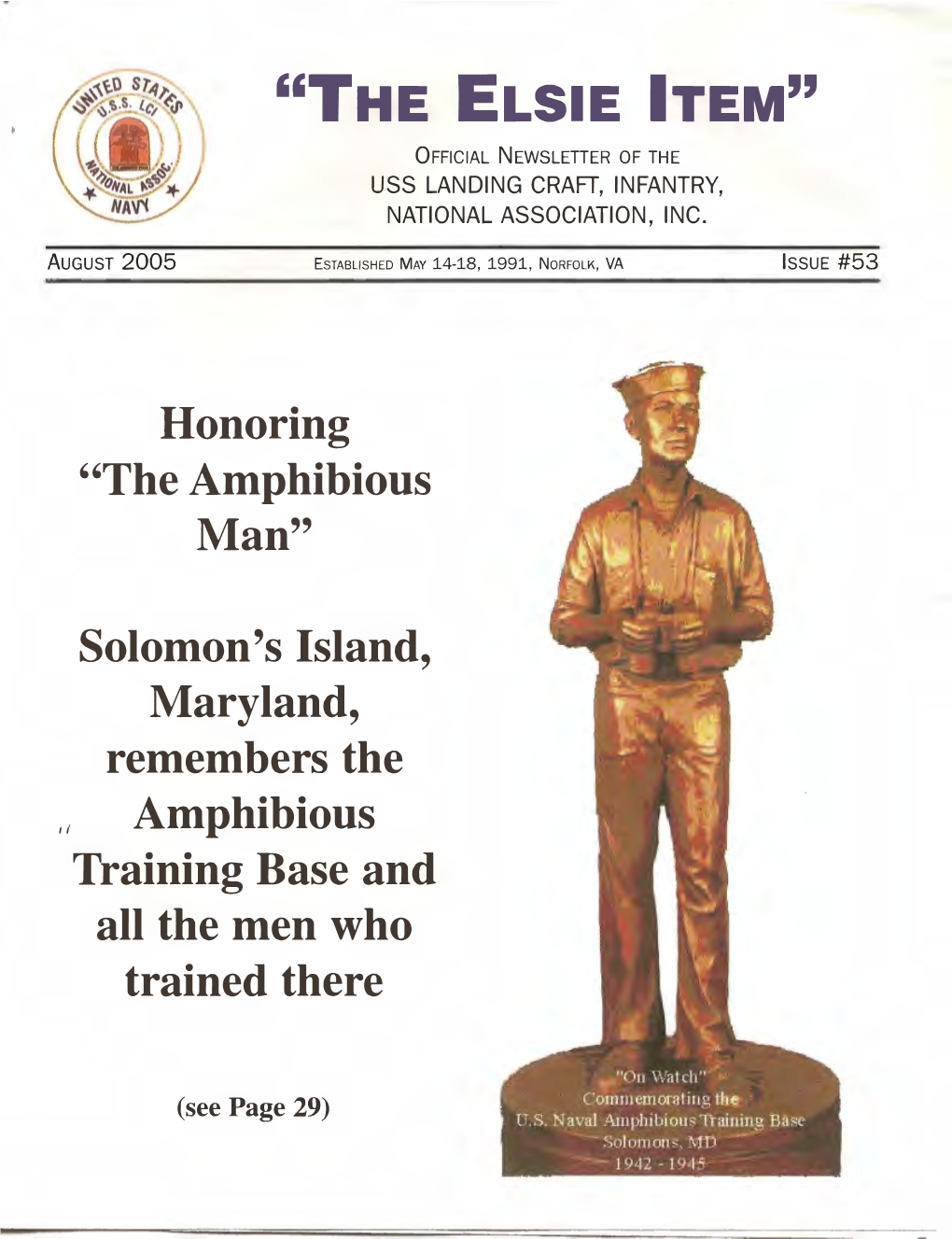 "The Elsie Item" Official Newsletter of the Uss Landing Craft, Infantry, National Association, Inc
