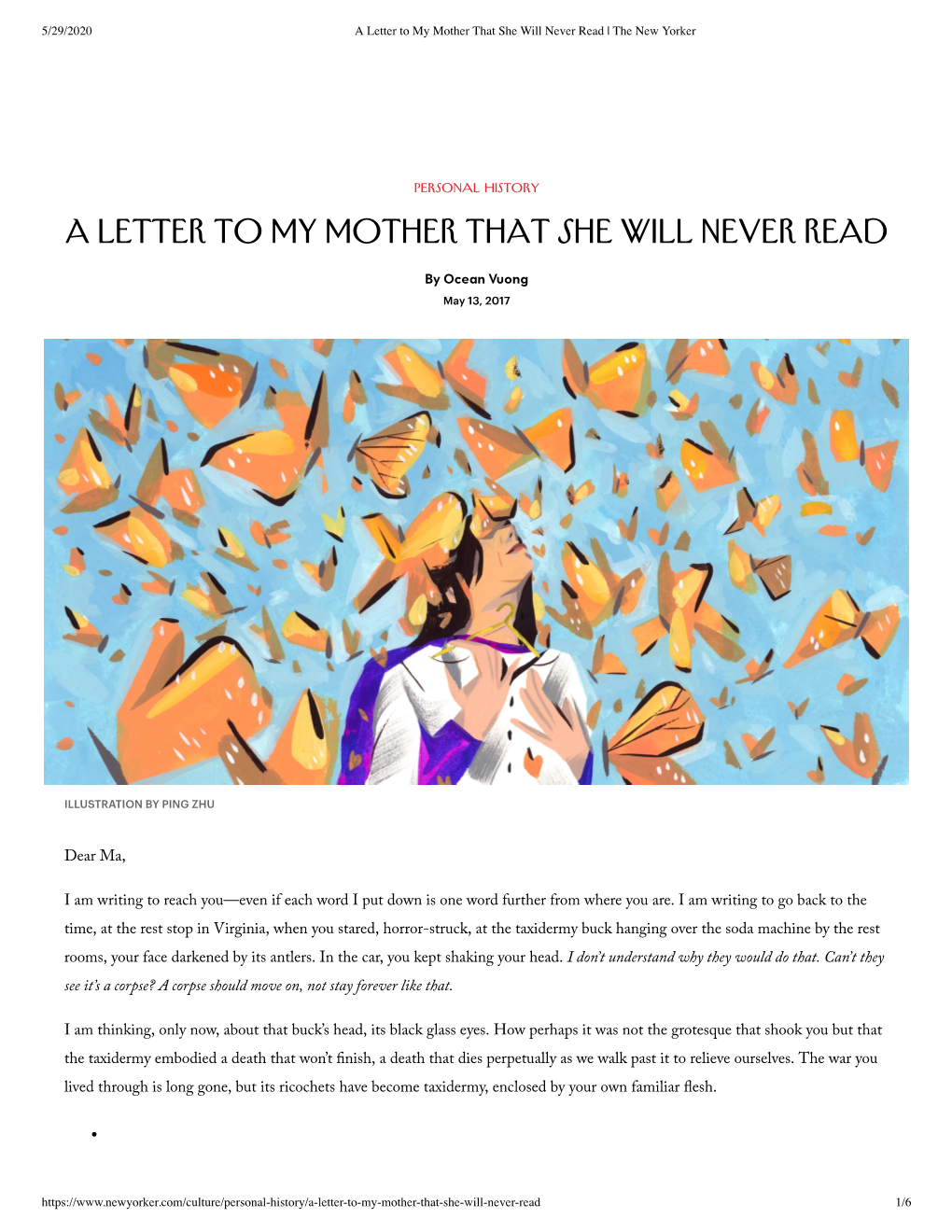 A Letter to My Mother That She Will Never Read | the New Yorker