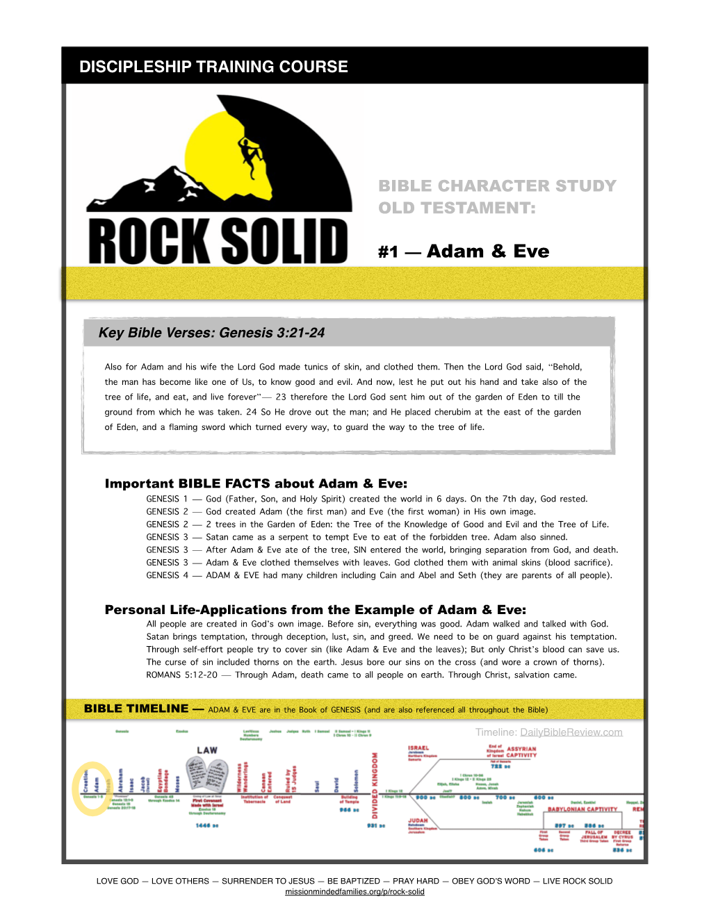 ROCK SOLID Missionmindedfamilies.Org/P/Rock-Solid DISCIPLESHIP TRAINING COURSE