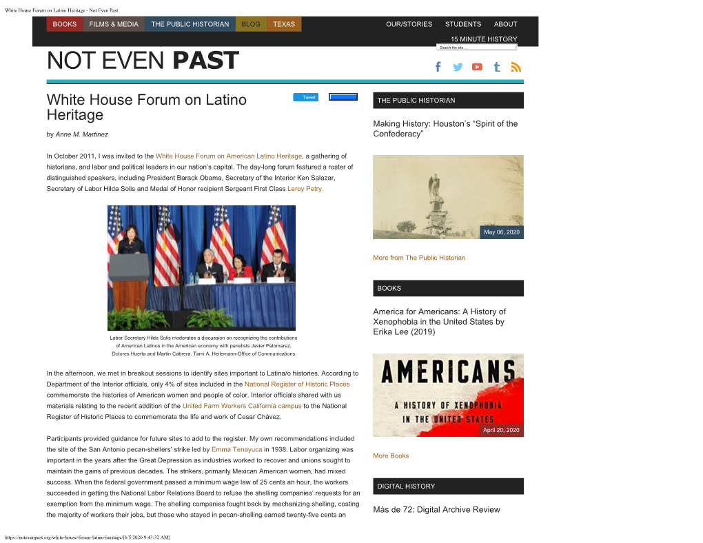 White House Forum on Latino Heritage - Not Even Past