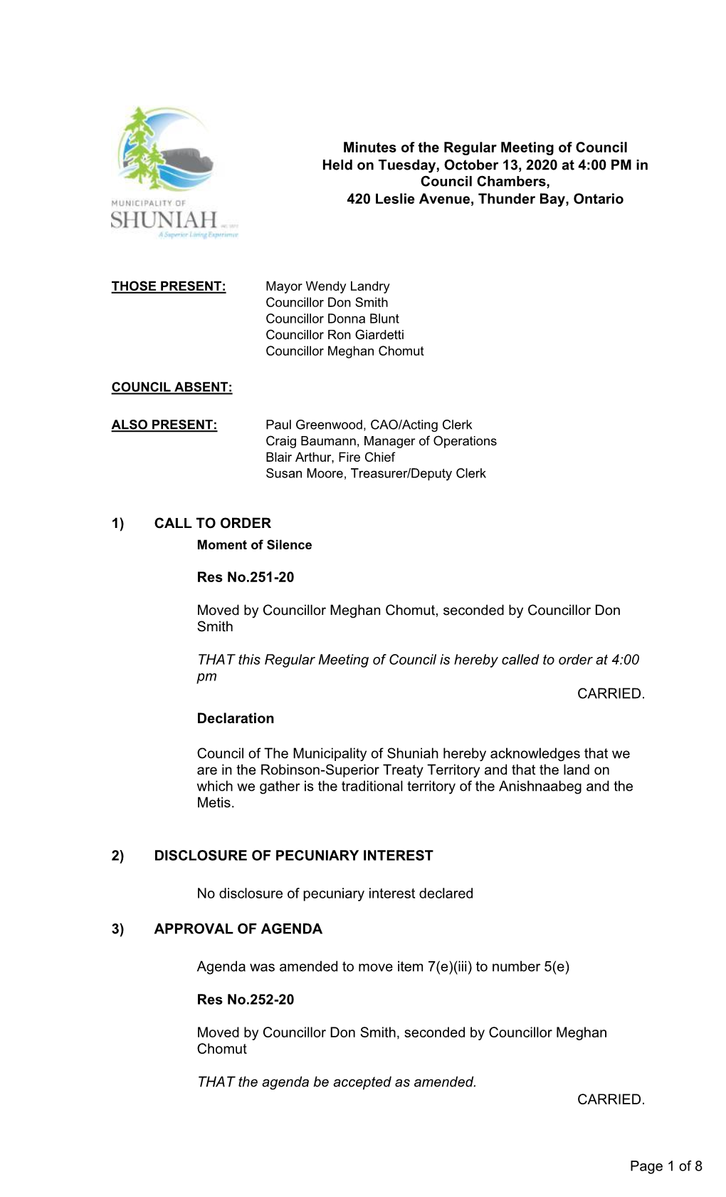 Regular Council October 13, 2020