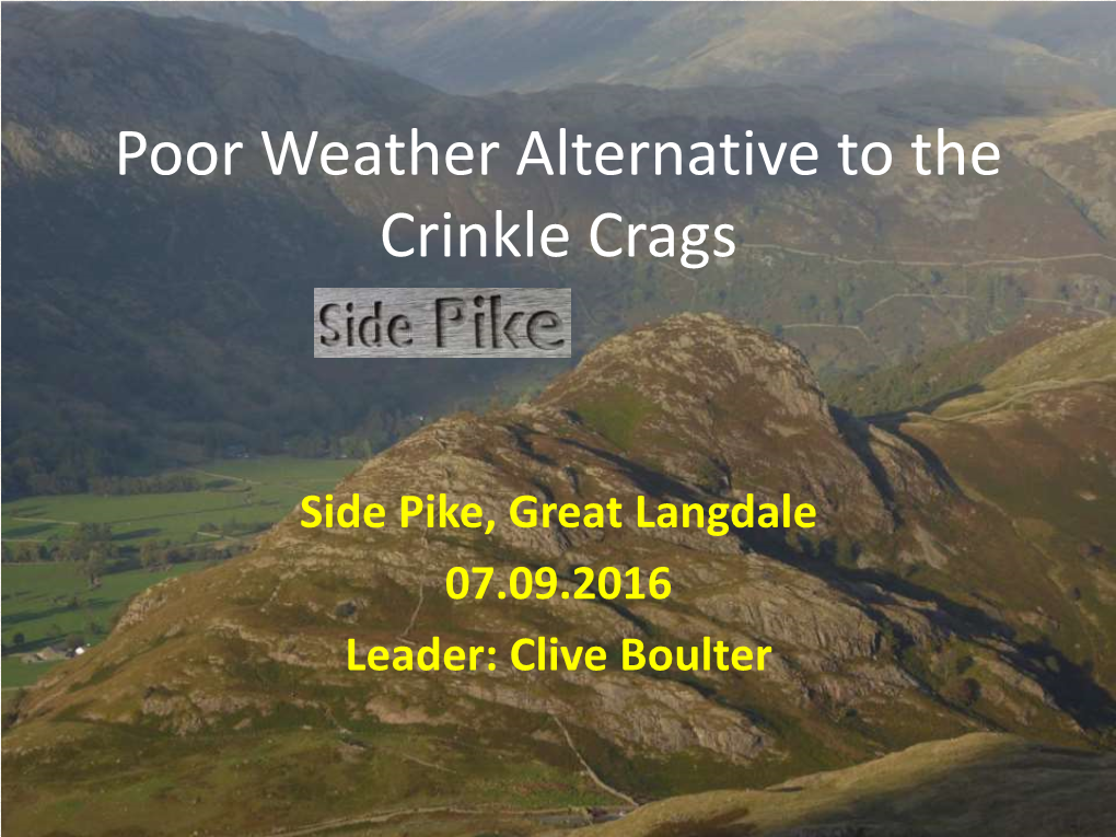 Low-Level Alternative to the Crinkle Crags
