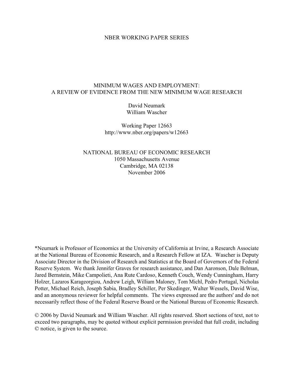 Minimum Wages and Employment: a Review of Evidence from the New Minimum Wage Research