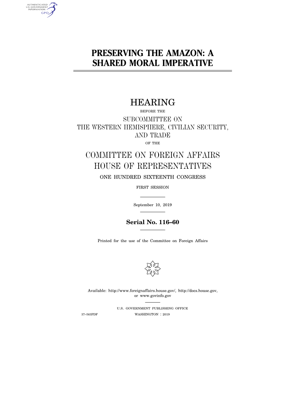 Preserving the Amazon: a Shared Moral Imperative