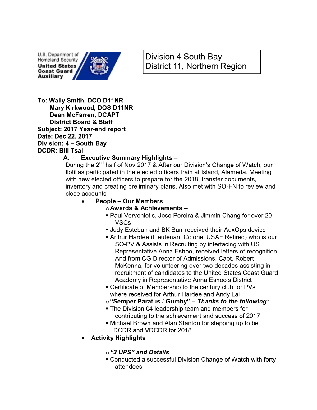 Division 4 South Bay District 11, Northern Region