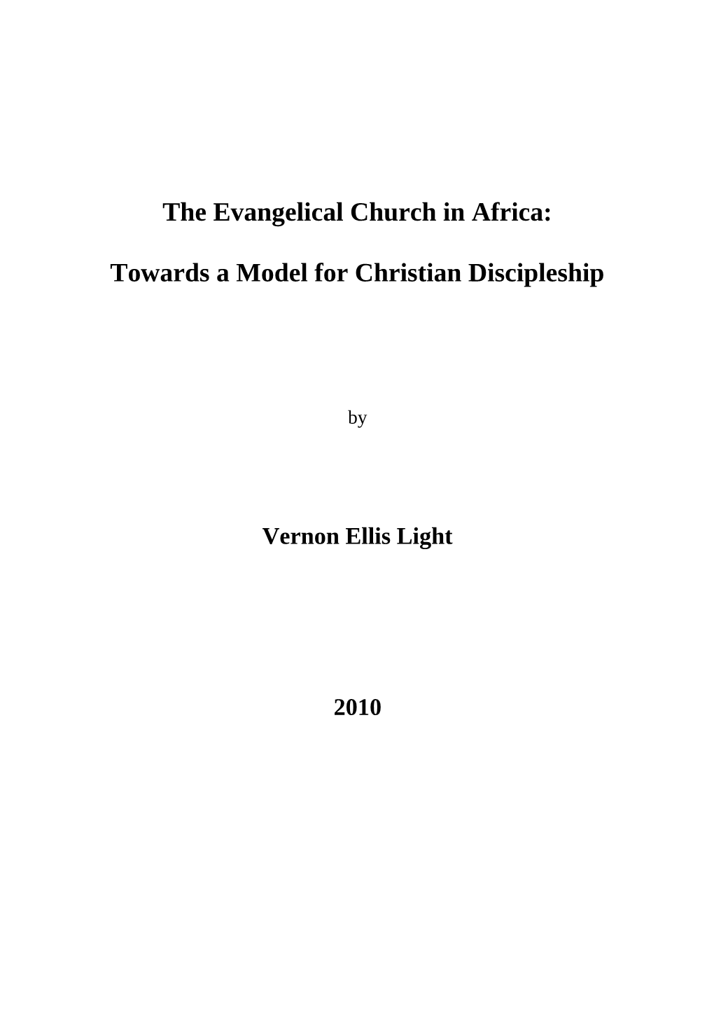 The Evangelical Church in Africa: Towards a Model for Christian
