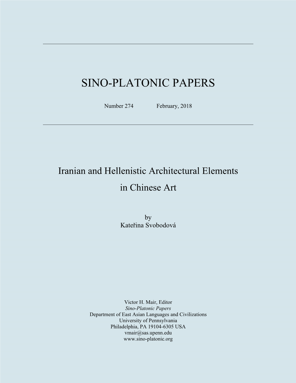 Iranian and Hellenistic Architectural Elements in Chinese Art