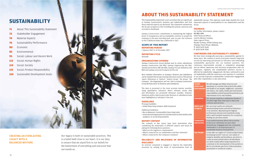 Sustainability Statement This Sustainability Statement Covers Activities That Are Significant Stakeholder Groups