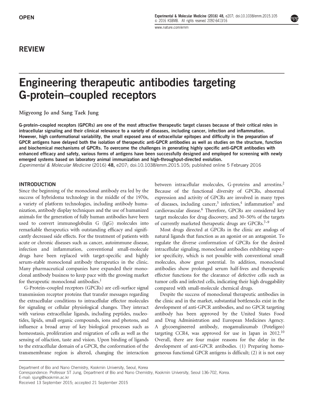 Engineering Therapeutic Antibodies Targeting G-Protein–Coupled Receptors