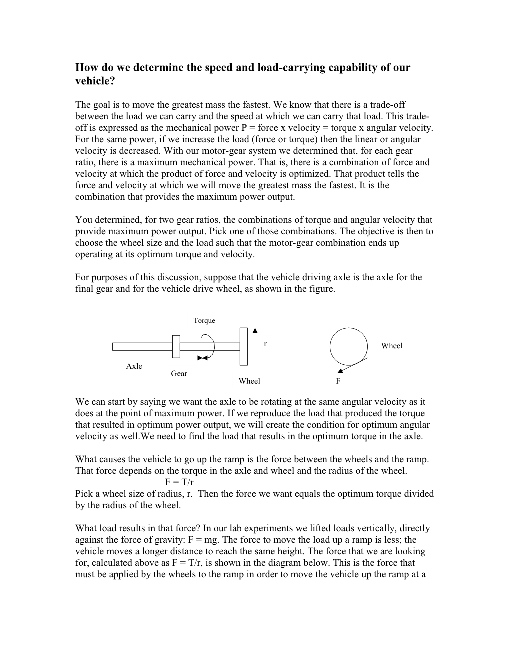 How Do We Determine the Speed and Load-Carrying Capability of Our Vehicle