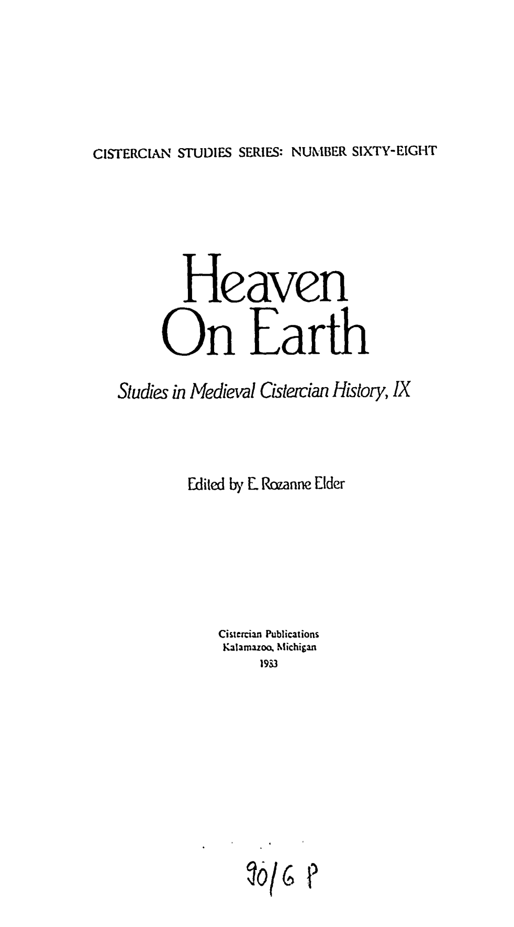 Studies in Medieval Cistercian History, IX