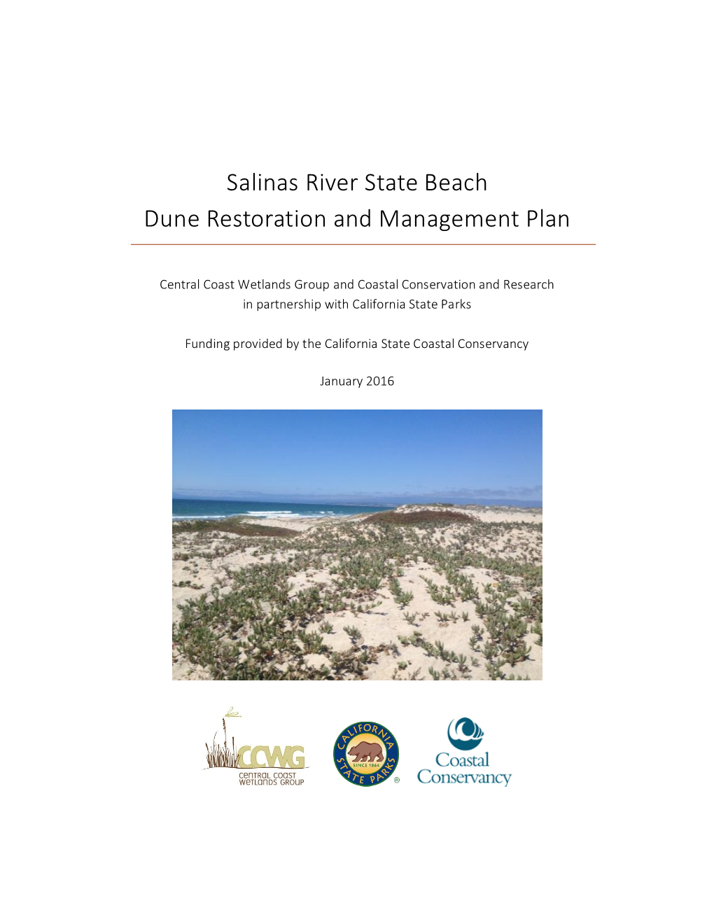 Salinas River State Beach Dune Restoration and Management Plan