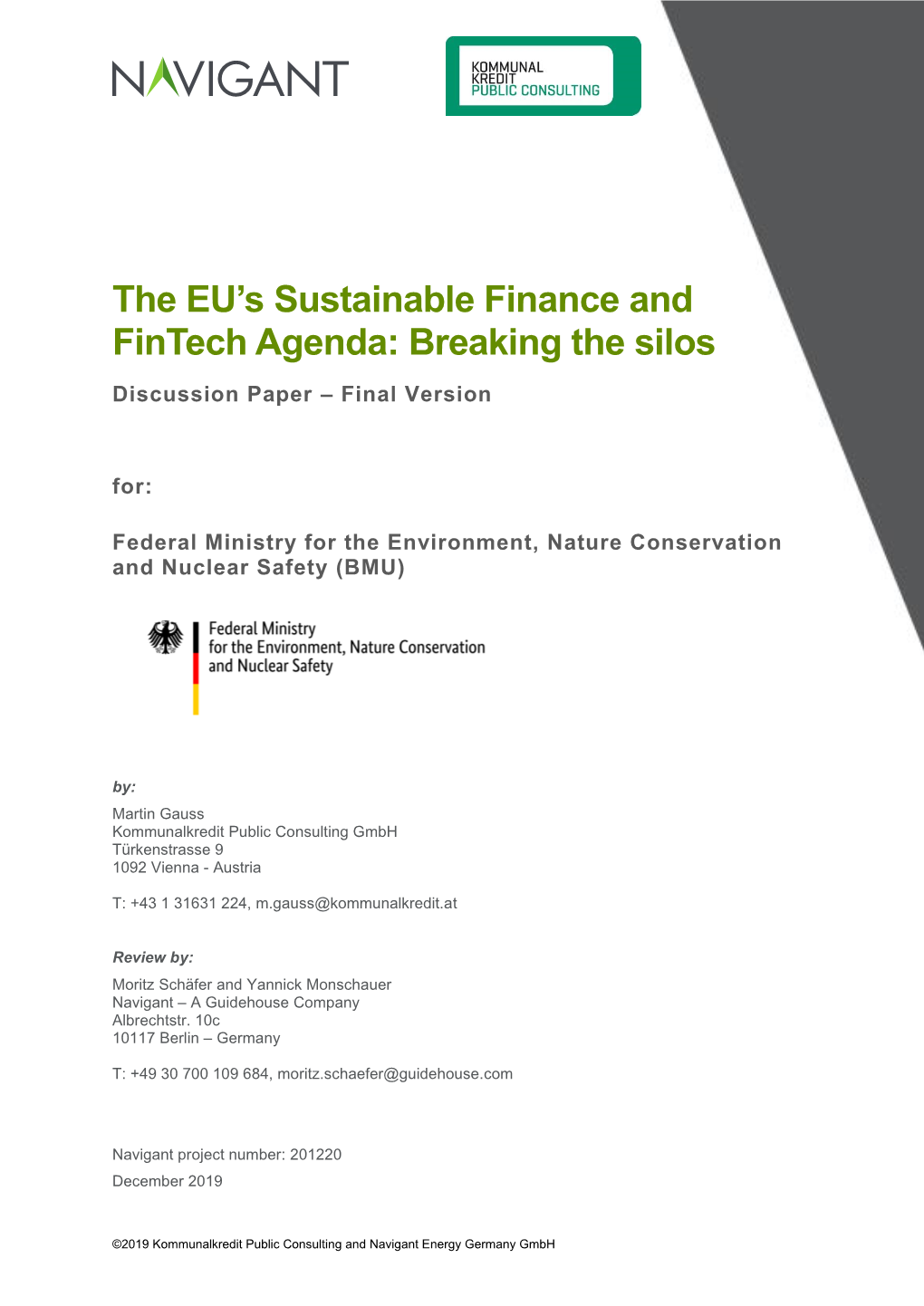 The EU's Sustainable Finance and Fintech Agenda: Breaking the Silos