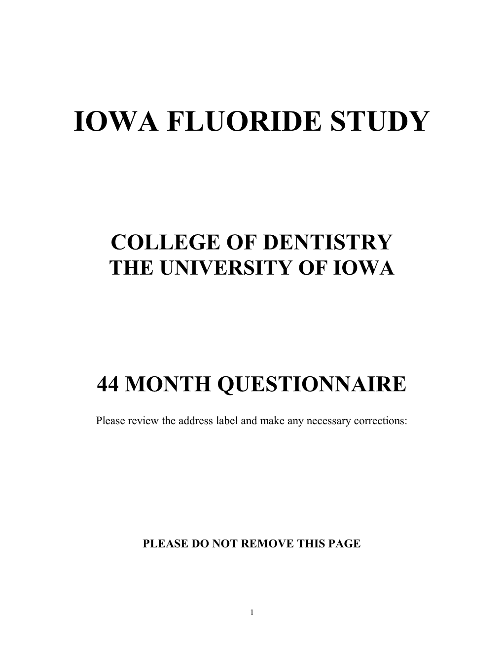 Iowa Fluoride Study