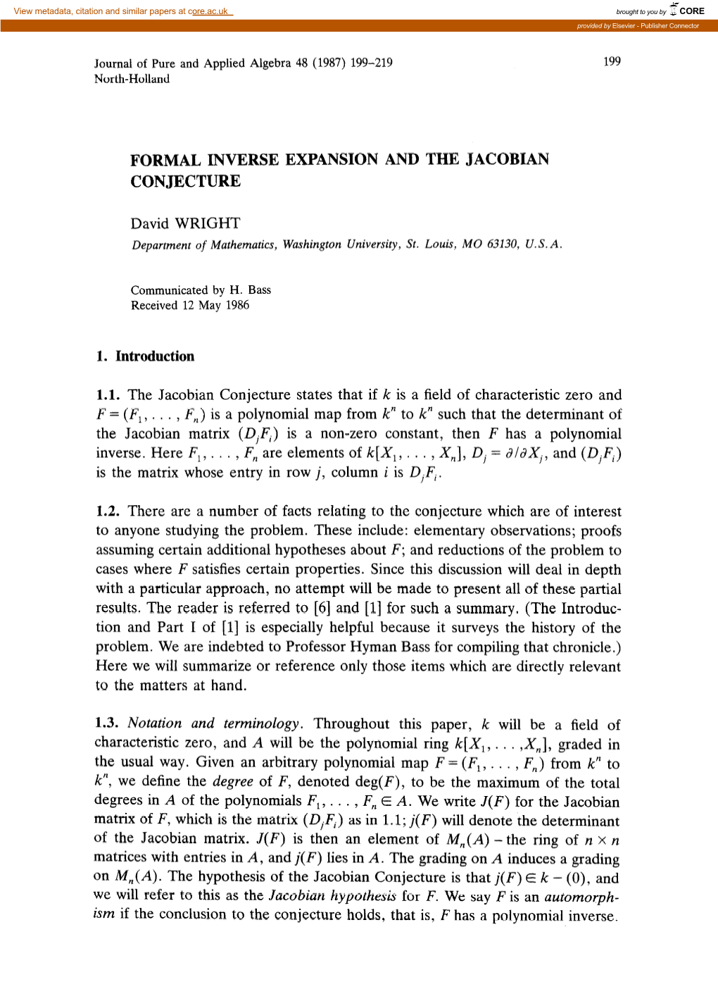 Formal Inverse Expansion and the Jacobian Conjecture