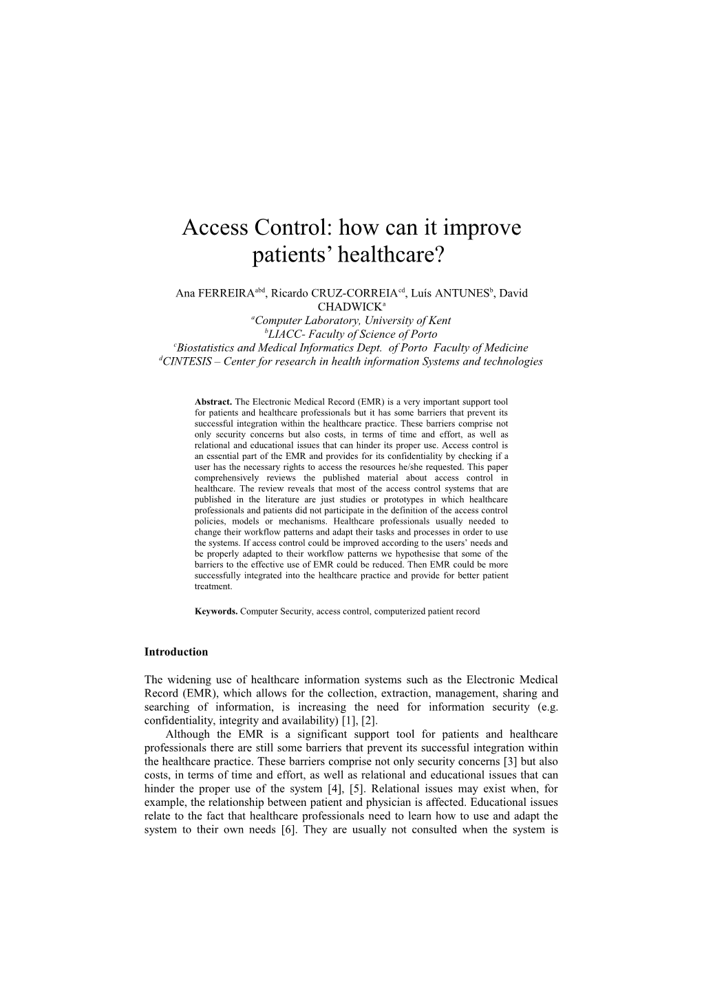 Access Control: How Can It Improve Patients Healthcare?