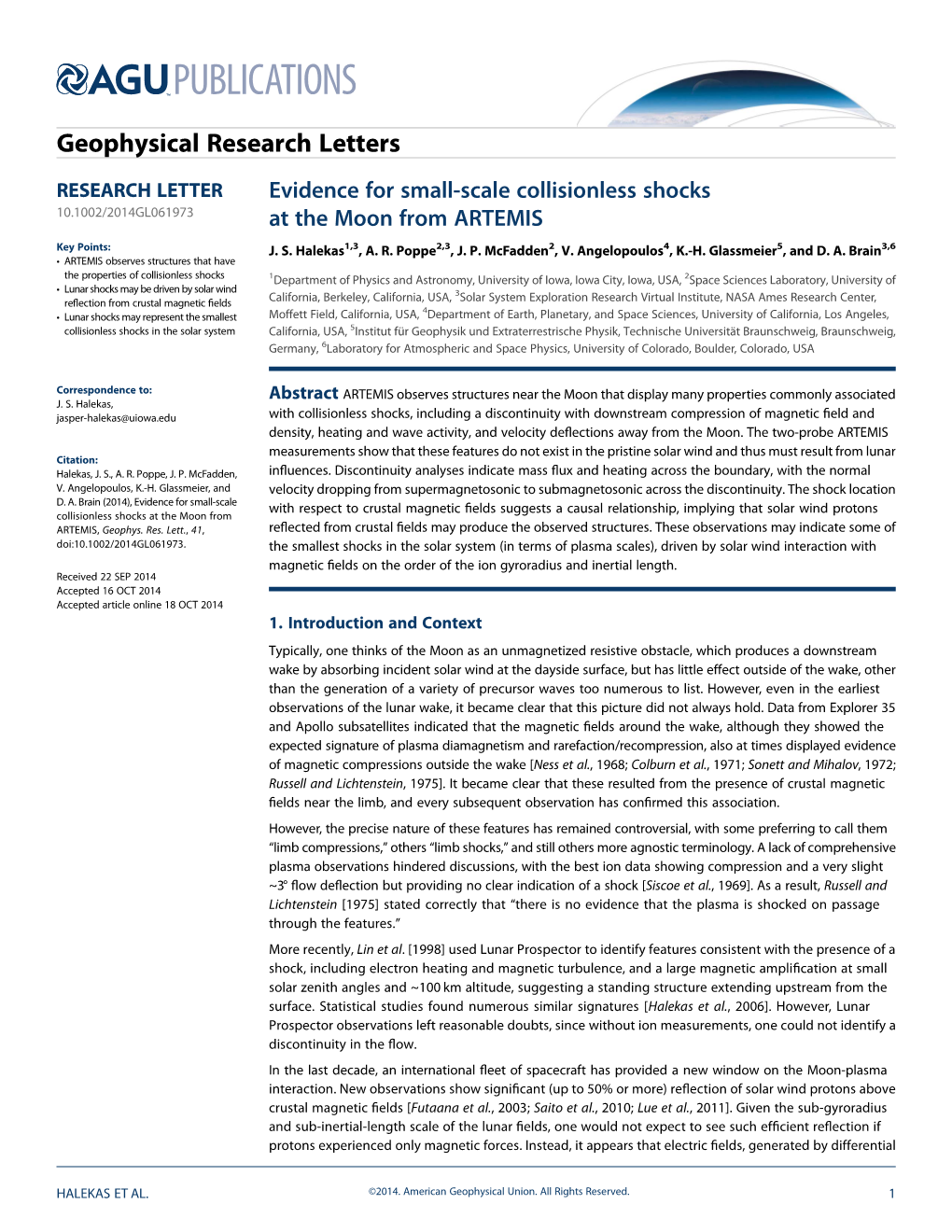 Evidence for Smallscale Collisionless Shocks at the Moon from ARTEMIS