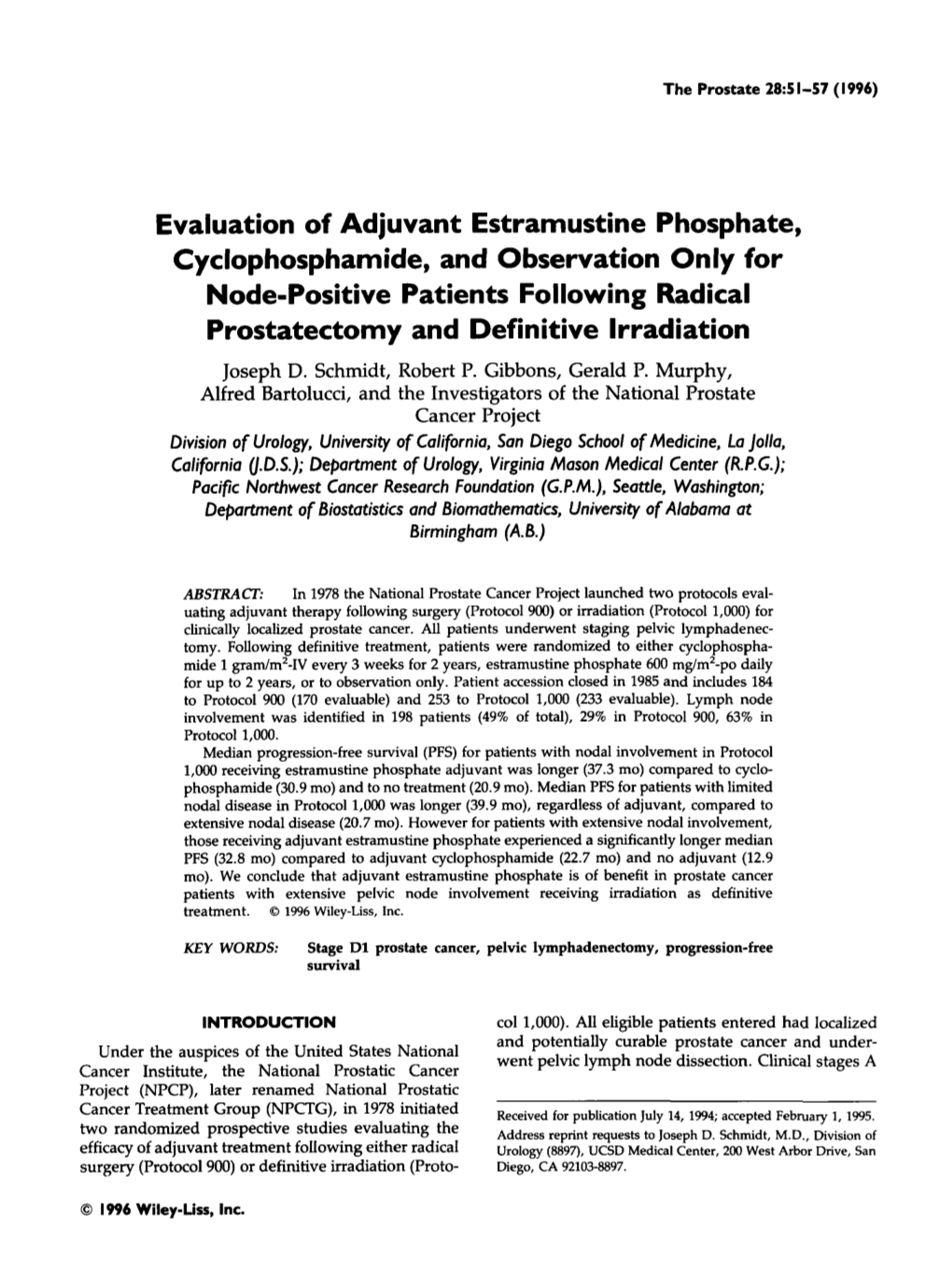 Evaluation of Adjuvant Estramustine Phosphate, Cyclophosphamide