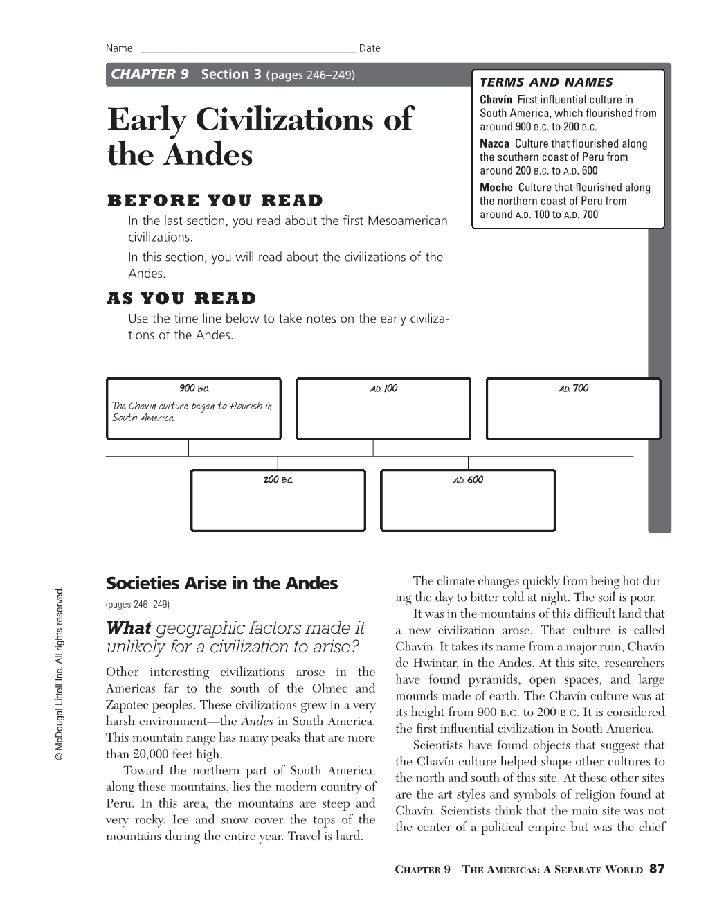 Early Civilizations of the Andes