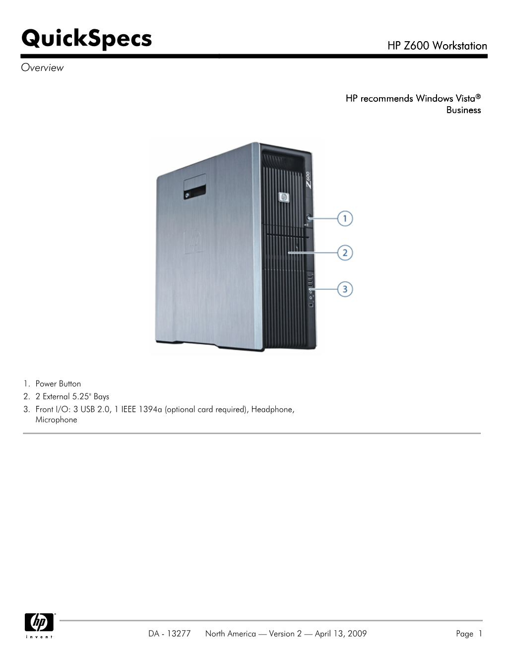 HP Z600 Workstation Overview