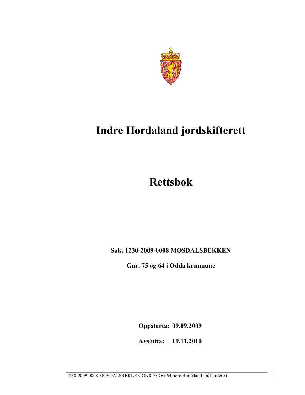 Indre Hordaland Jordskifterett Rettsbok