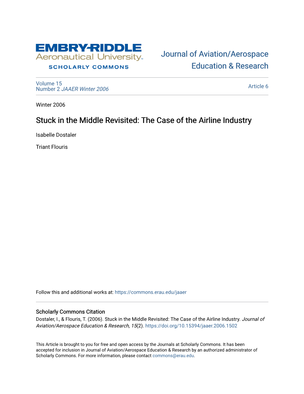 Stuck in the Middle Revisited: the Case of the Airline Industry