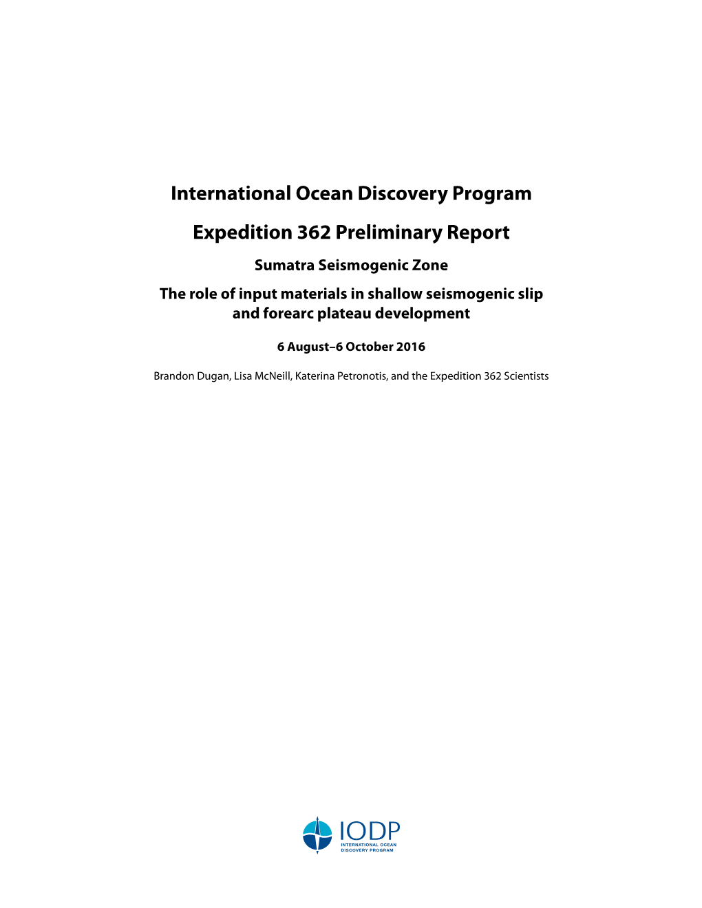 International Ocean Discovery Program Expedition 362