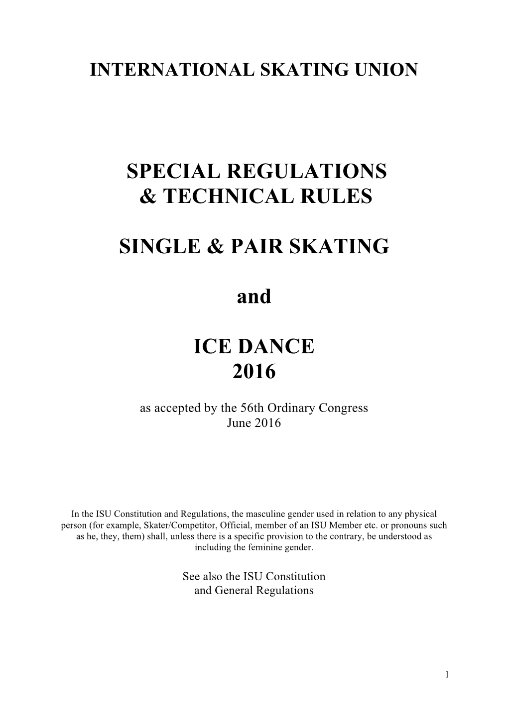 Special Regulations & Technical Rules Single