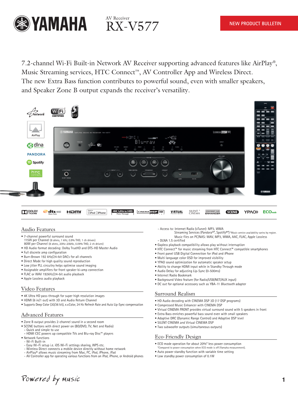 Rx-V577 New Product Bulletin