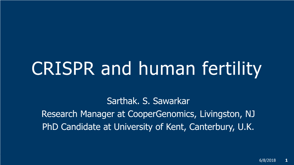 CRISPR and Human Fertility