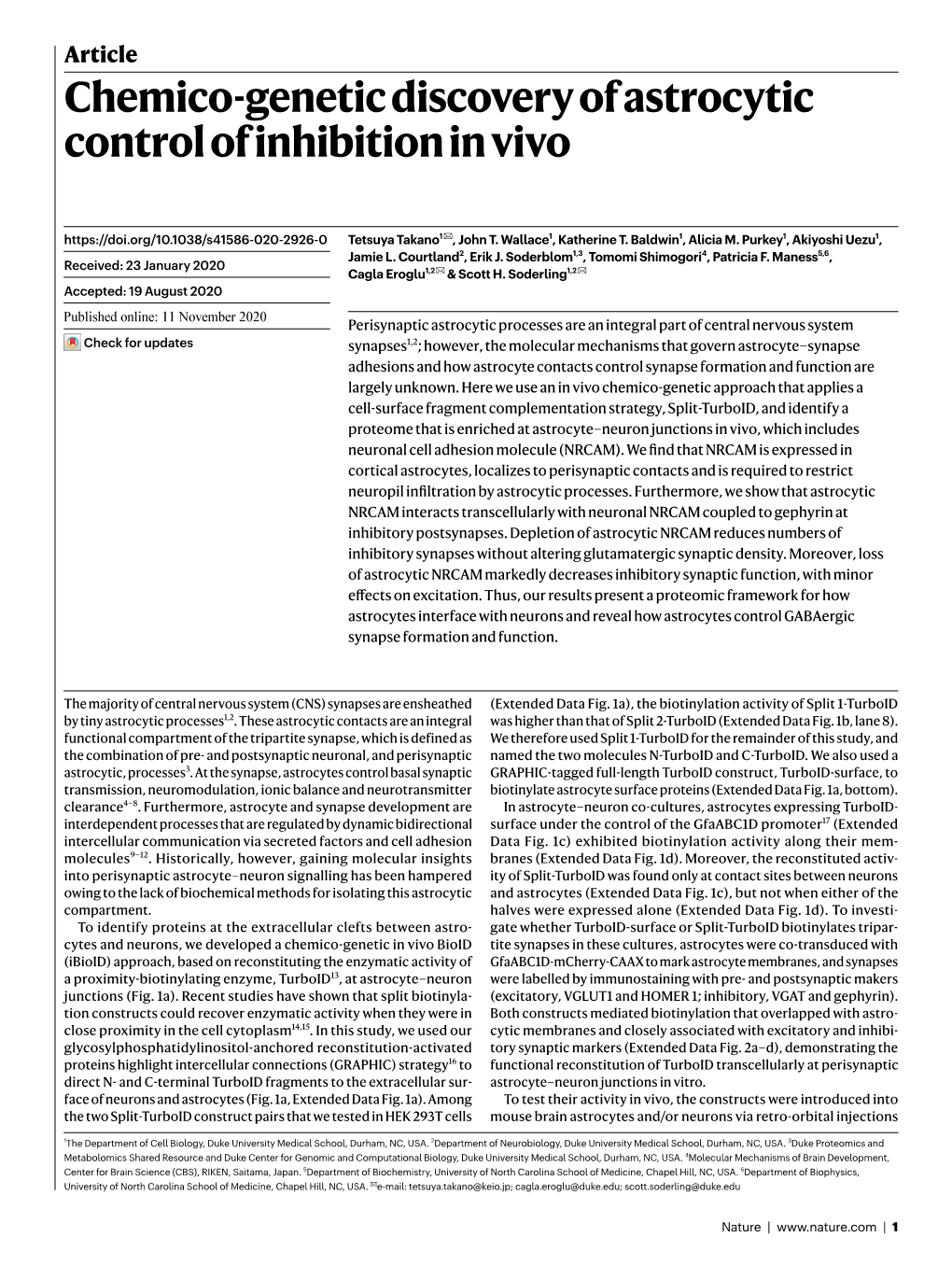 Chemico-Genetic Discovery of Astrocytic Control of Inhibition in Vivo