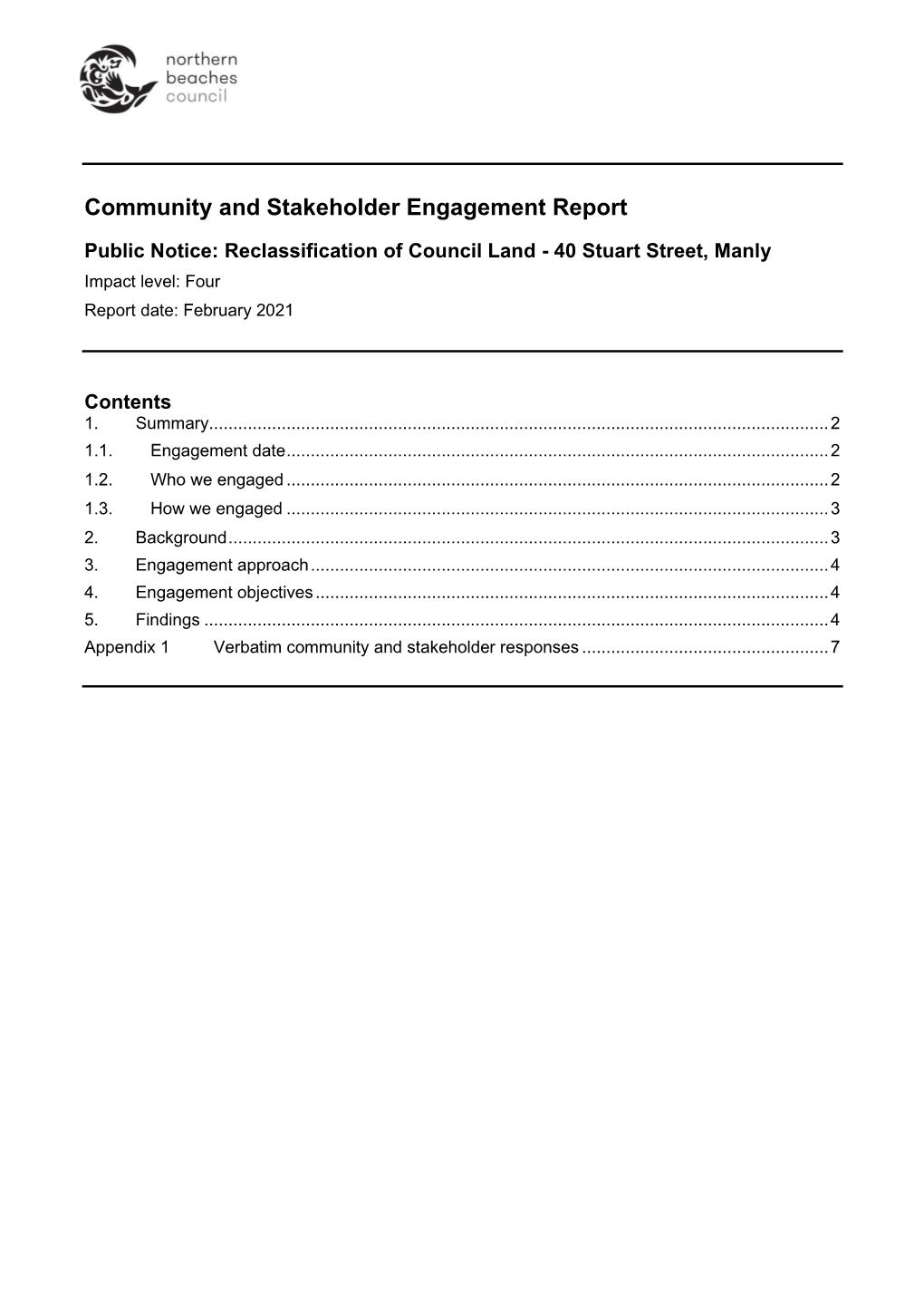 Community and Stakeholder Report