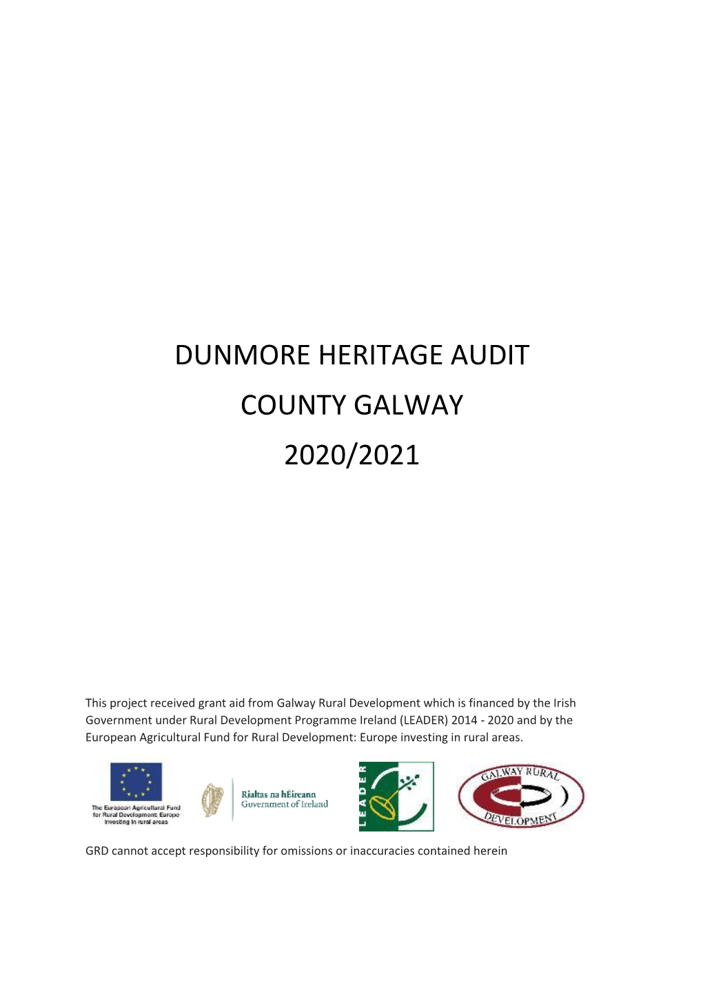 Dunmore Heritage Audit County Galway 2020/2021