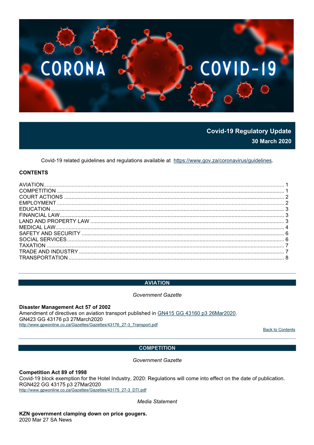Covid-19 Regulatory Update 30Mar2020