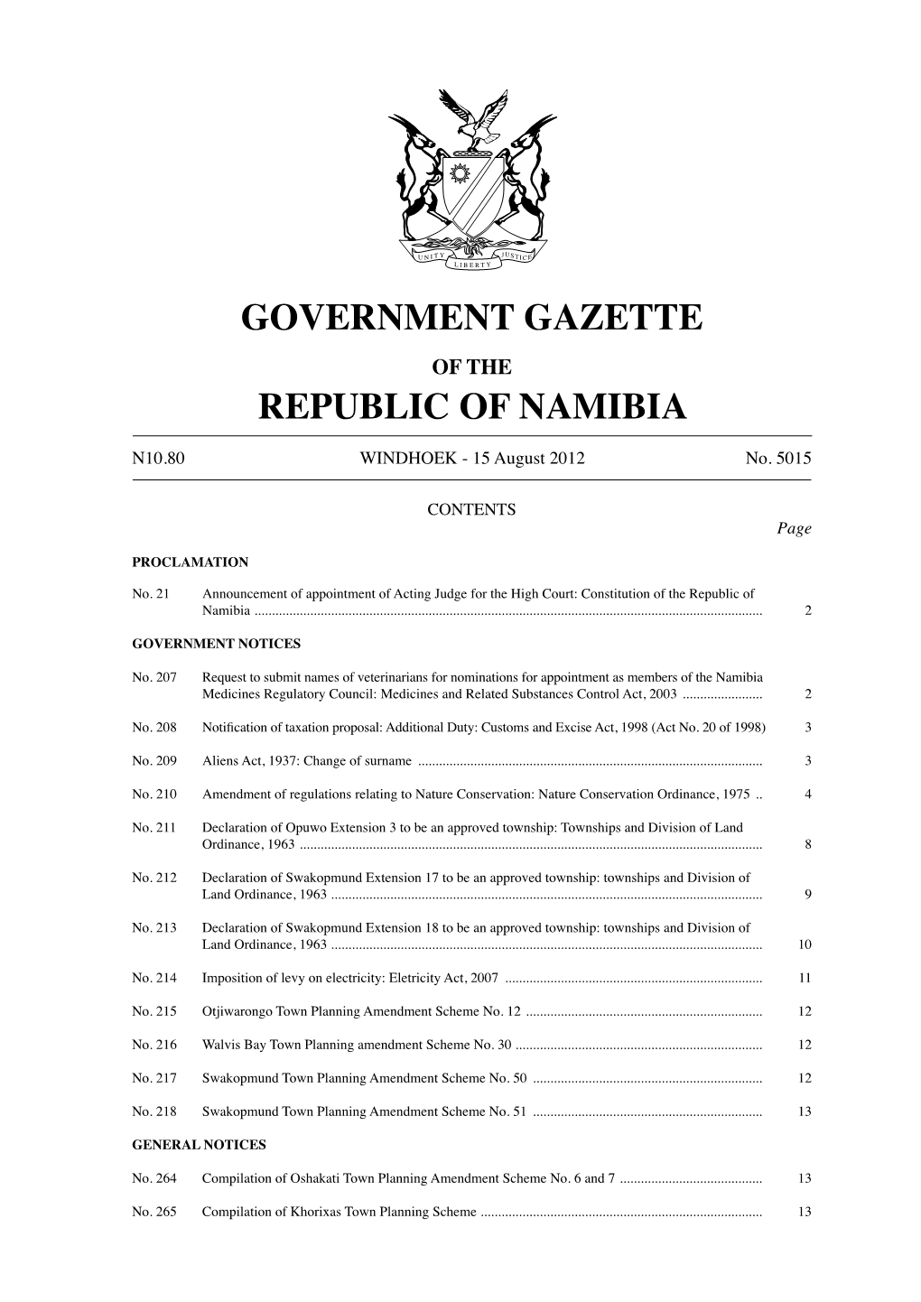 Government Gazette of the Republic of Namibia