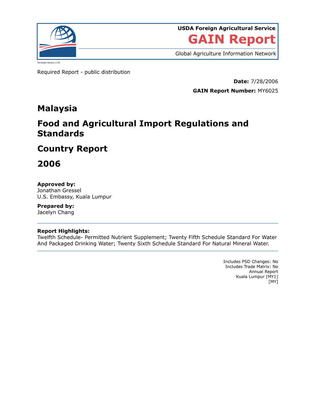 Food and Agricultural Import Regulations and Standards s2