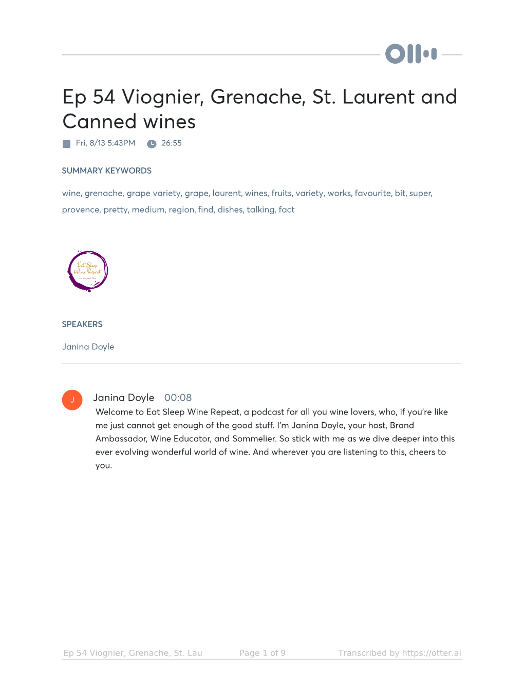 Ep 54 Viognier, Grenache, St. Laurent and Canned Wines Fri, 8/13 5:43PM 26:55