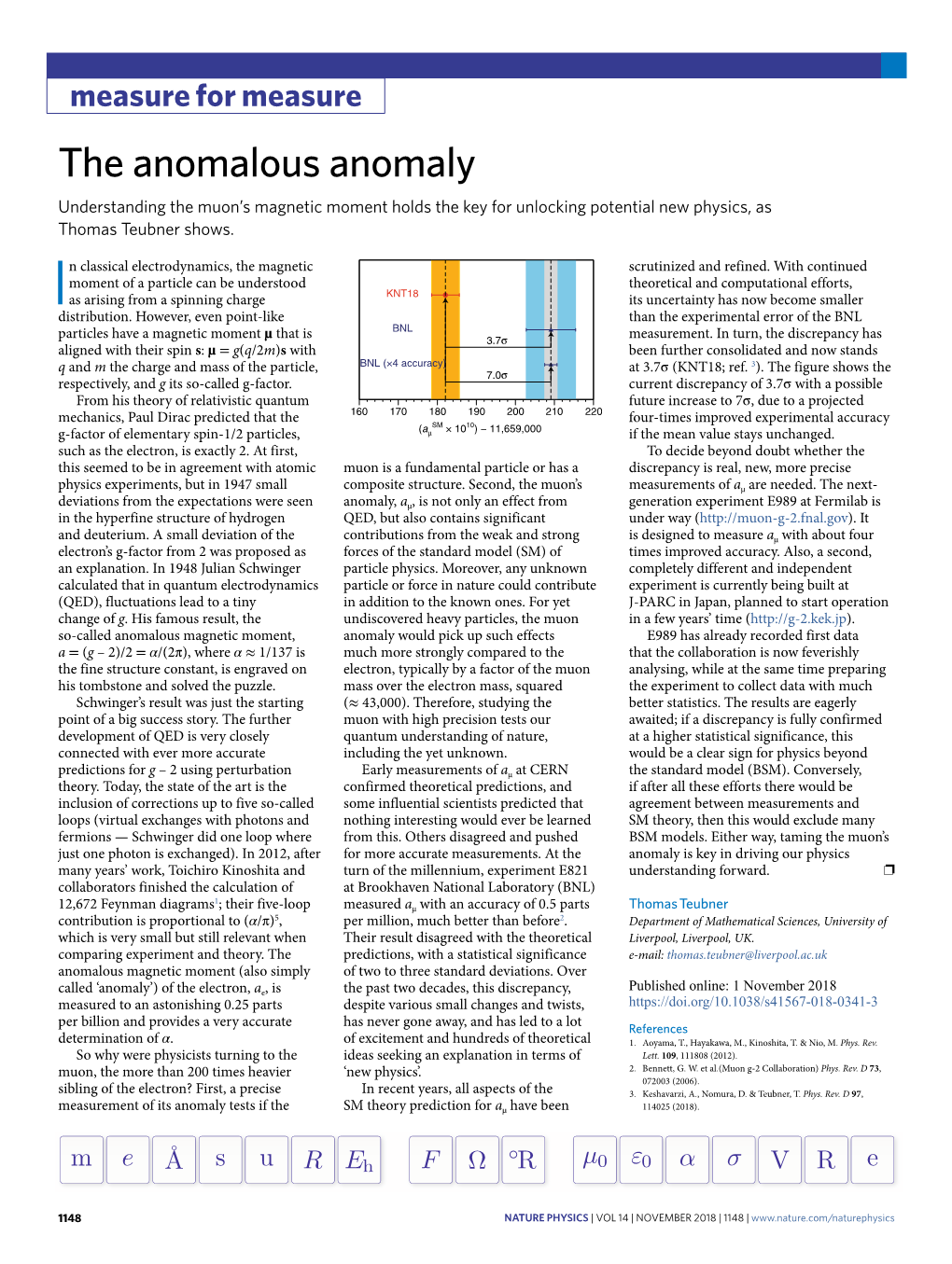 The Anomalous Anomaly Understanding the Muon’S Magnetic Moment Holds the Key for Unlocking Potential New Physics, As Thomas Teubner Shows