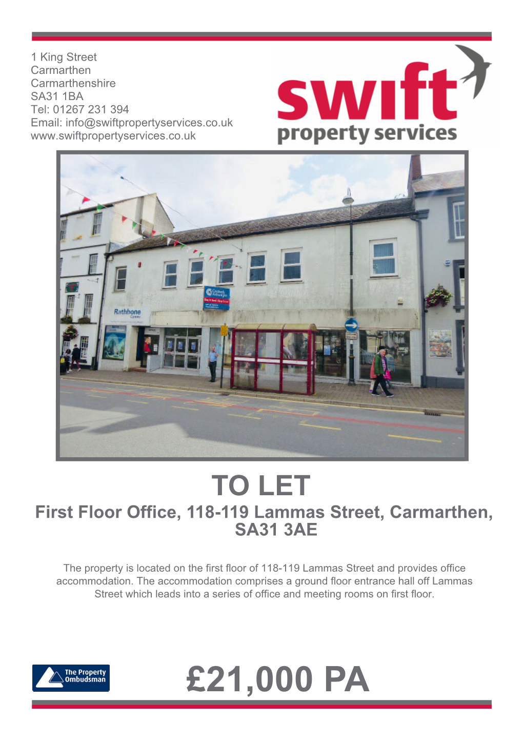 First Floor Office, 118-119 Lammas Street, Carmarthen, SA31 3AE