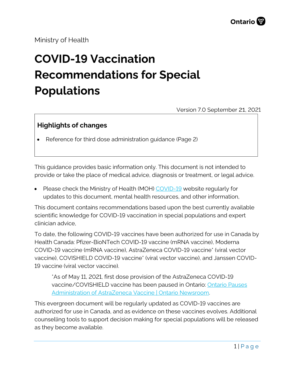 COVID-19 Vaccine Recommendations Special Population