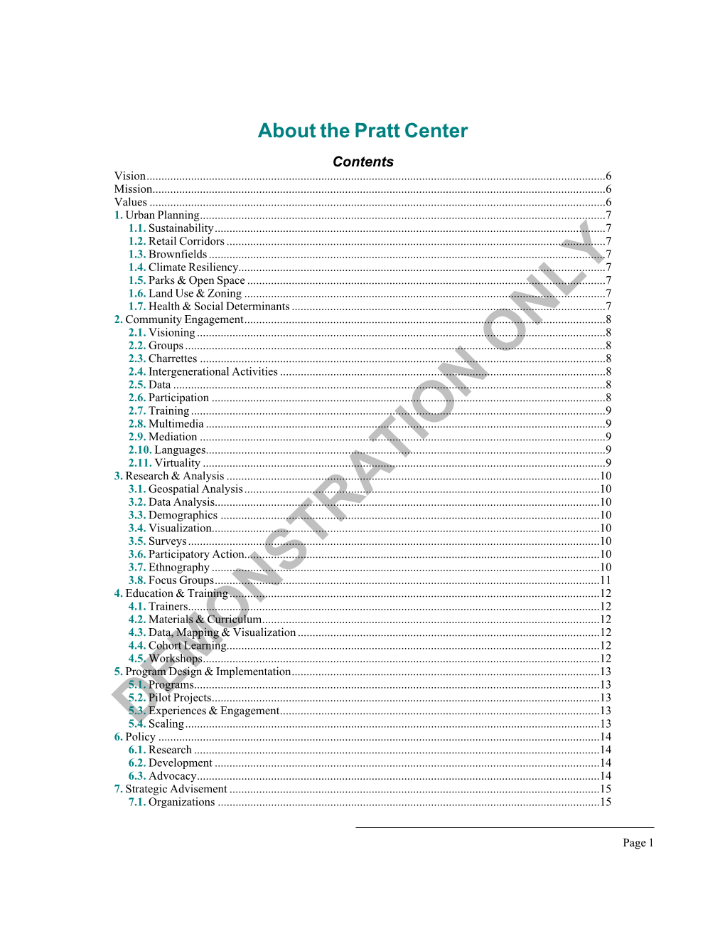 About the Pratt Center Contents Vision
